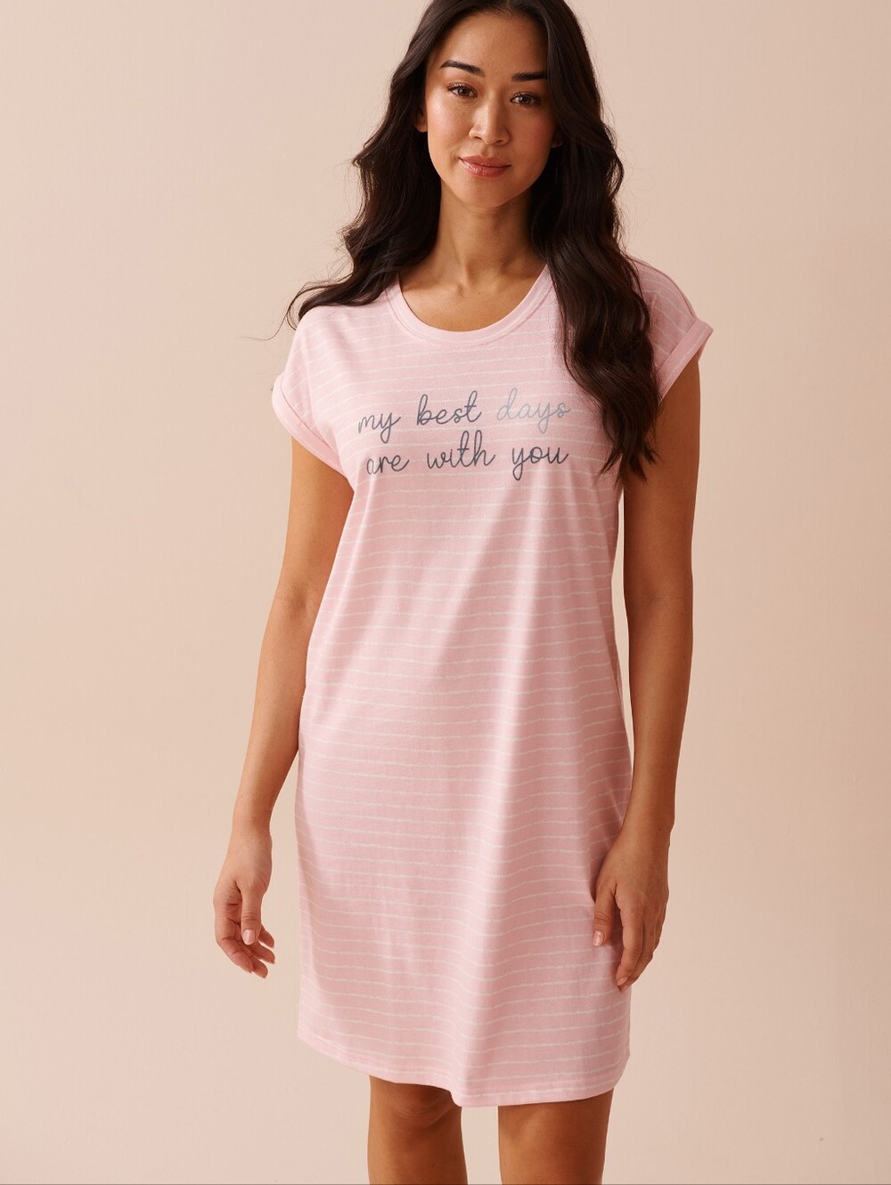 La Vie En Rose Pink Striped Cotton Sleep Dress My Best Days Are With You Pajamas